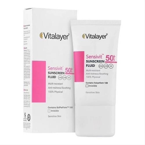 ضد آفتاب بی‌رنگ ویتالیر، spf 50 مناسب پوست های حساس با حجم 50 میل