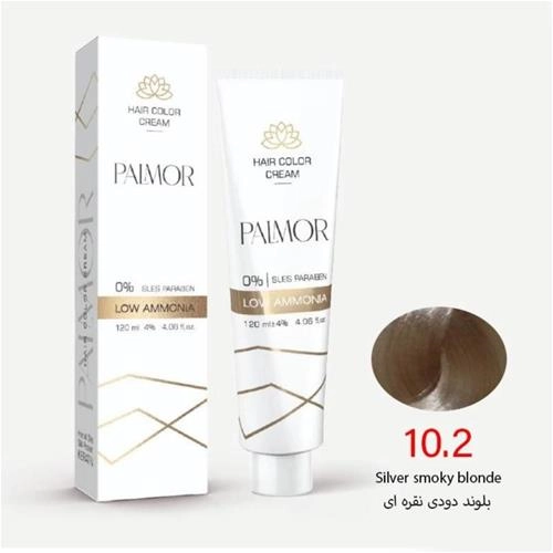 رنگ موی پالمور شماره 10.2 حجم 120 میلی لیتر رنگ بلوند دودی نقره ای