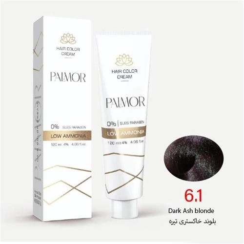 رنگ موی پالمور شماره 6.1 حجم 120 میلی لیتر رنگ قهوه ای خاکستری تیره