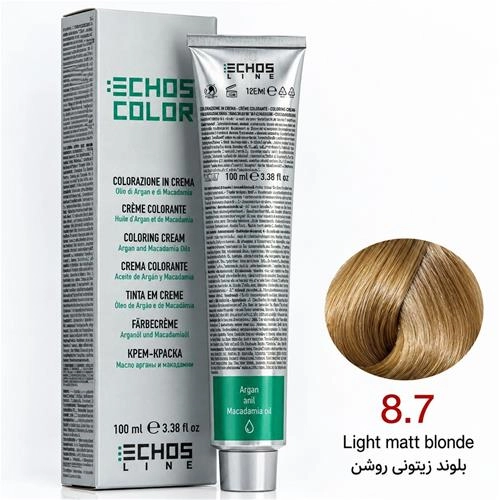 رنگ مو اچ اس لاین شماره 8.7 حجم 100 میلی لیتر بلوند زیتونی روشن