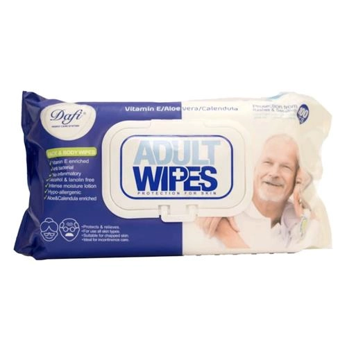 دستمال مرطوب دافی مدل Adult Wipes ضد التهاب مرطوب کننده دارای رایحه بسته 100 عددی